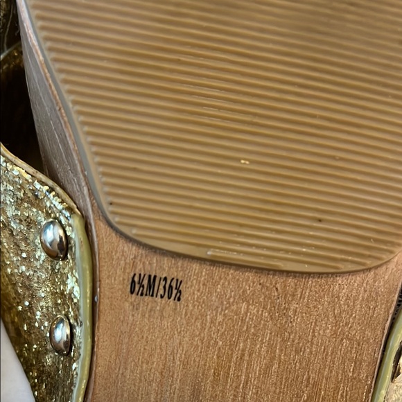 BCBG Gold Glitter Mules with Criss-Cross Straps - Picture 4 of 4